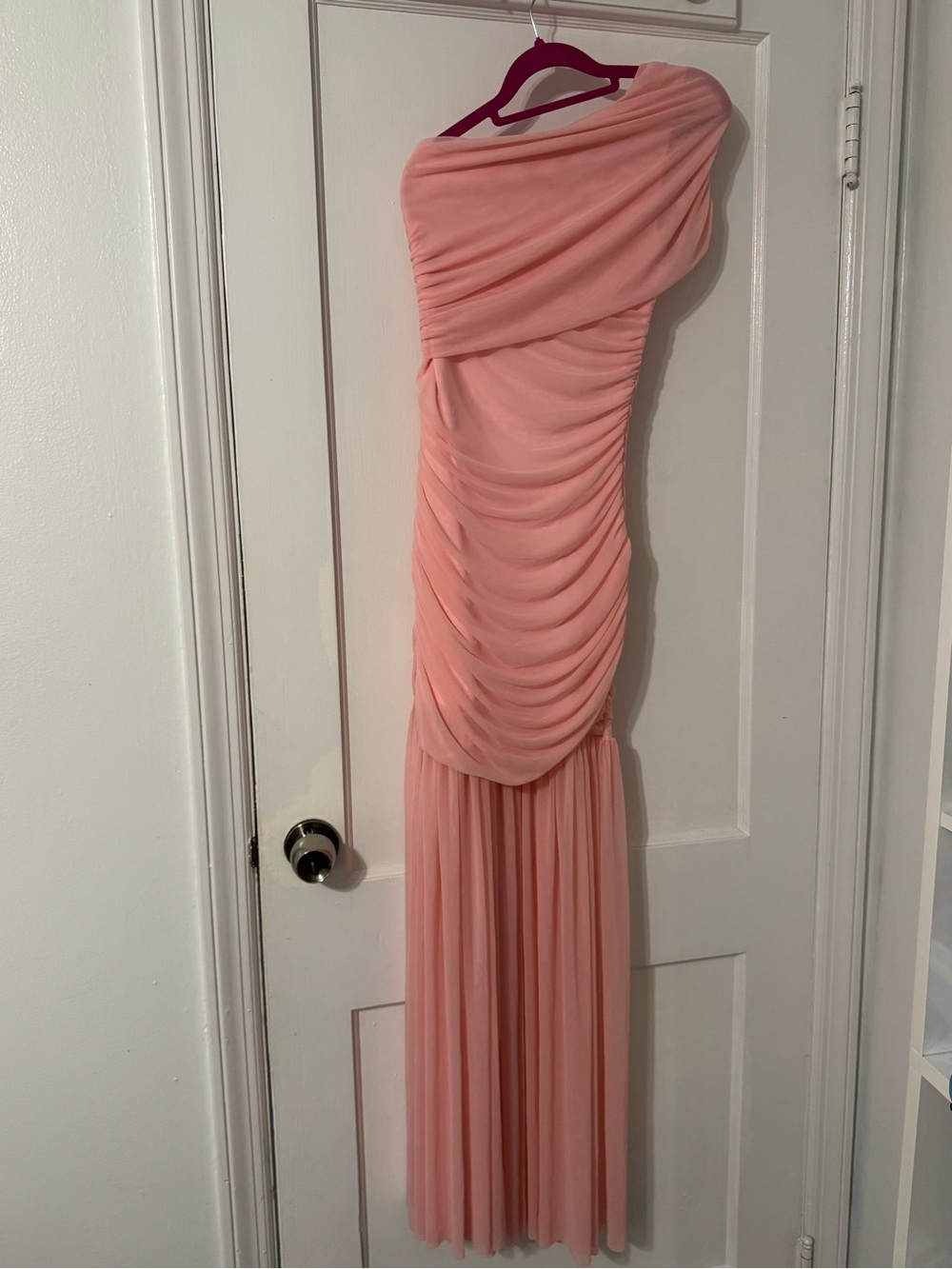 & Other Stories One-Shoulder Blush Draped Maxi Dress